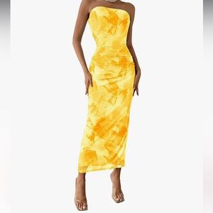 Elegant Yellow Floral Maxi Dress